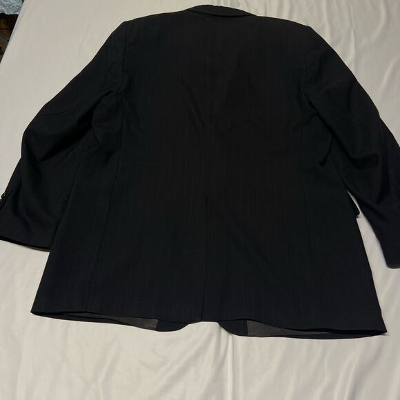 Jos A Bank Blazer Suit Jacket Sport Coat 100% Wool 52L Black Pin Stripe EUC - Picture 10 of 11
